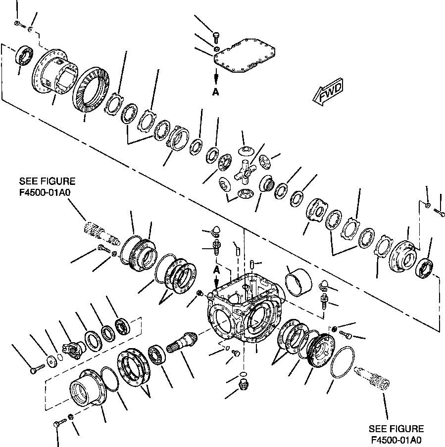 Схема запчастей Komatsu WA320-3MC - FIG NO. F-A ЗАДН. МОСТ САМОБЛОКИР. ДИФФЕРЕНЦ. СИЛОВАЯ ПЕРЕДАЧА И КОНЕЧНАЯ ПЕРЕДАЧА