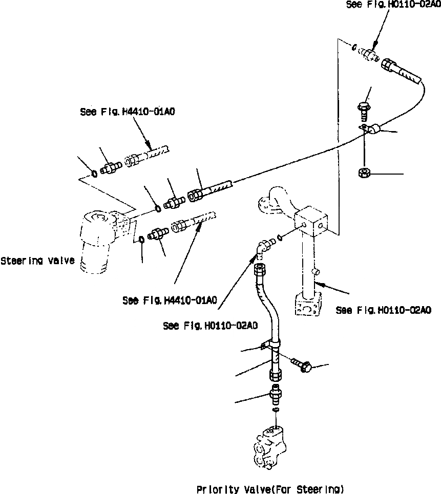 Схема запчастей Komatsu WA320-3MC - FIG NO. H-A КЛАПАН РУЛЕВОГО УПРАВЛЕНИЯ ВОЗВРАТН. ЛИНИЯ ГИДРАВЛИКА