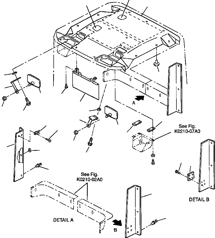 Схема запчастей Komatsu WA320-3MC - FIG NO. K-A КАБИНА КРЫША КАБИНА ОПЕРАТОРА И СИСТЕМА УПРАВЛЕНИЯ