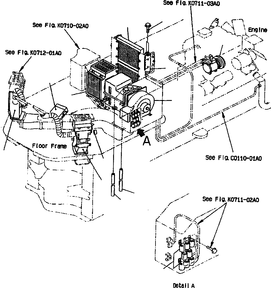 Схема запчастей Komatsu WA320-3MC - FIG NO. K7-A КОНДИЦ. ВОЗДУХА КАБИНА ОПЕРАТОРА И СИСТЕМА УПРАВЛЕНИЯ
