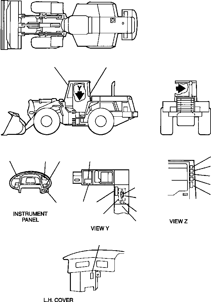 Схема запчастей Komatsu WA320-3MC - FIG NO. K-A МАРКИРОВКА В КАБИНЕ КАБИНА ОПЕРАТОРА И СИСТЕМА УПРАВЛЕНИЯ