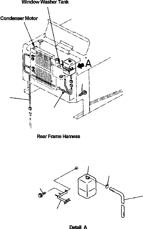 Схема запчастей Komatsu WA320-3MC - FIG NO. M-A ЭЛЕКТРОПРОВОДКА И ОМЫВАТЕЛЬ БАК ЧАСТИ КОРПУСА