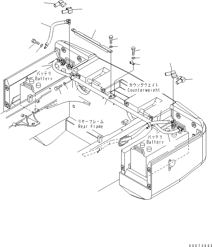 Схема запчастей Komatsu WA320PT-5L - ЗАДН. Э/ПРОВОДКА (АККУМУЛЯТОР КАБЕЛЬ) ЭЛЕКТРИКА