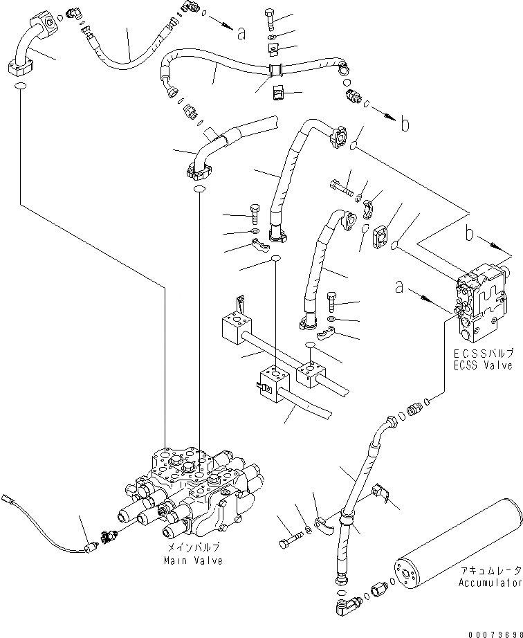 Схема запчастей Komatsu WA320PT-5L - ГИДРОЛИНИЯ (E.C.S.S. ТРУБЫ) ГИДРАВЛИКА