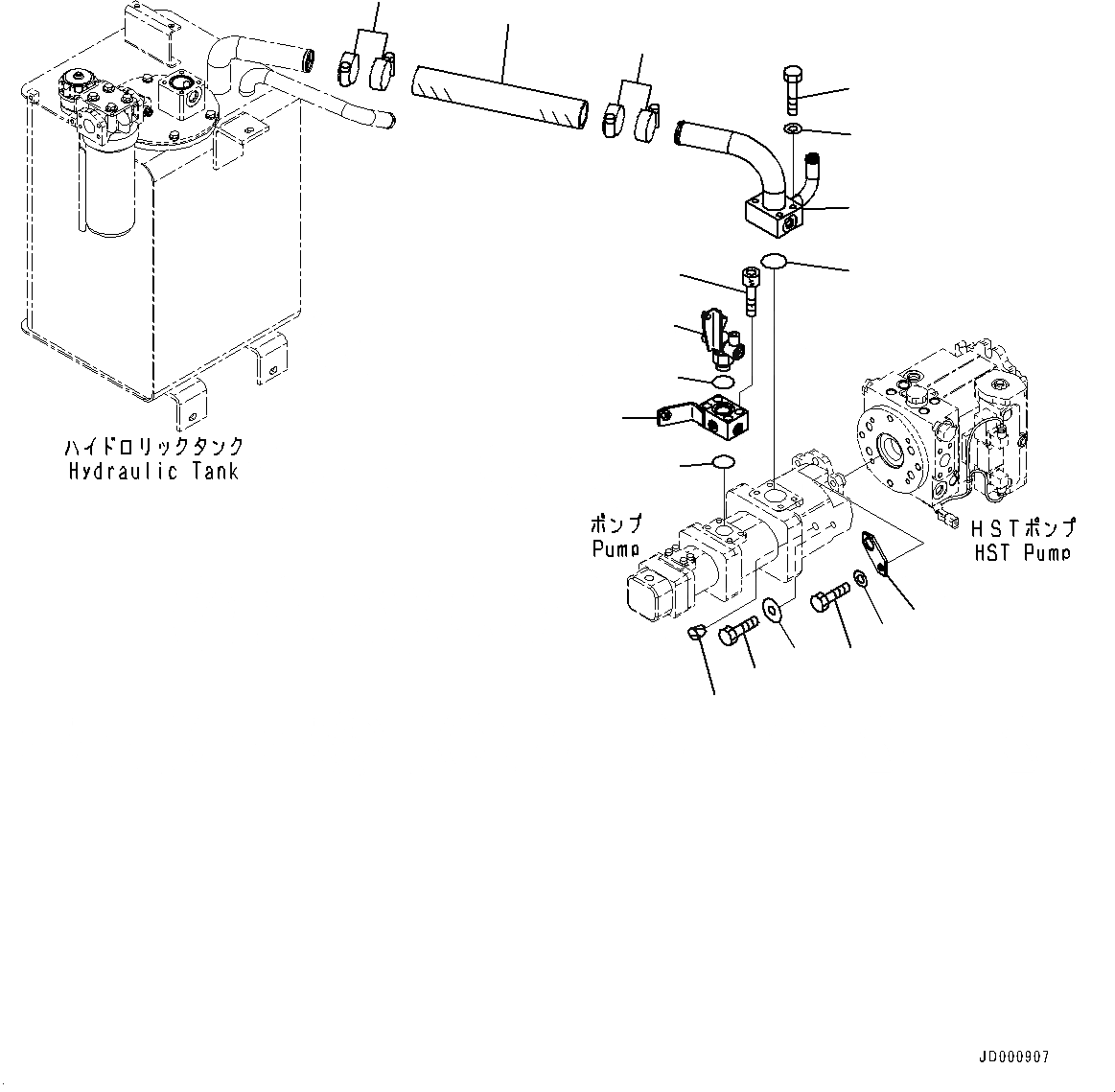 Схема запчастей Komatsu WA320-6 Highlift - ГИДРАВЛ МАСЛ. НАСОС, ВСАСЫВ. ТРУБЫ ГИДРАВЛ МАСЛ. НАСОС