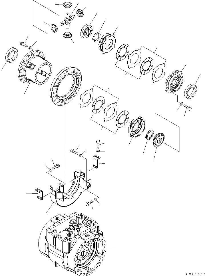 Схема запчастей Komatsu WA380-5L - ПЕРЕДНИЙ МОСТ (ДИФФЕРЕНЦ. САМОБЛОКИР. КОРПУС) СИЛОВАЯ ПЕРЕДАЧА И КОНЕЧНАЯ ПЕРЕДАЧА