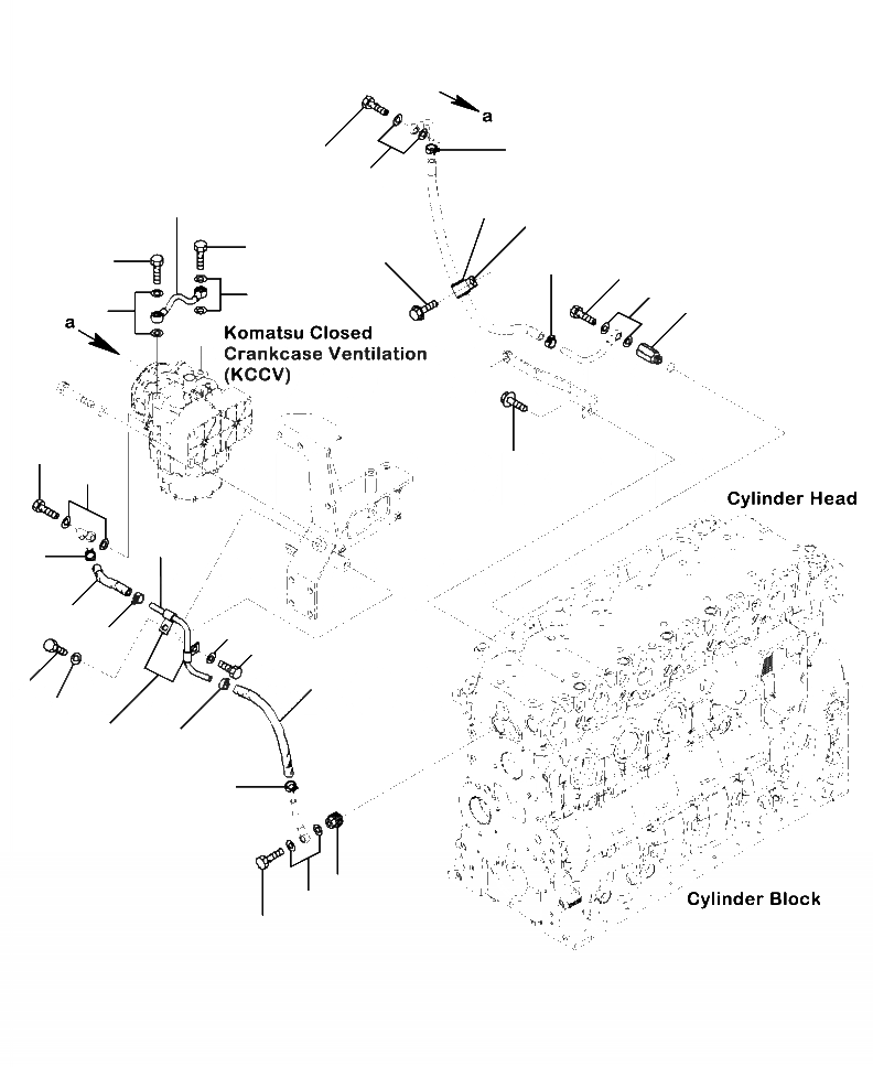 Схема запчастей Komatsu WA380-7 - B-A KOMATSU ЗАКРЫТ.D CRANKКОРПУС ВЕНТИЛЯТОР (KCCV) ТРУБЫ (/) КОМПОНЕНТЫ ДВИГАТЕЛЯ