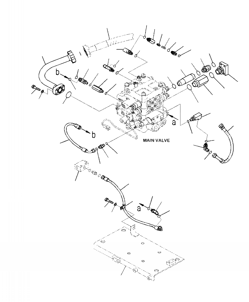 Схема запчастей Komatsu WA380-7 - H-A ОСНОВН. УПРАВЛЯЮЩ. КЛАПАН ПАТРУБОК ГИДРАВЛИКА