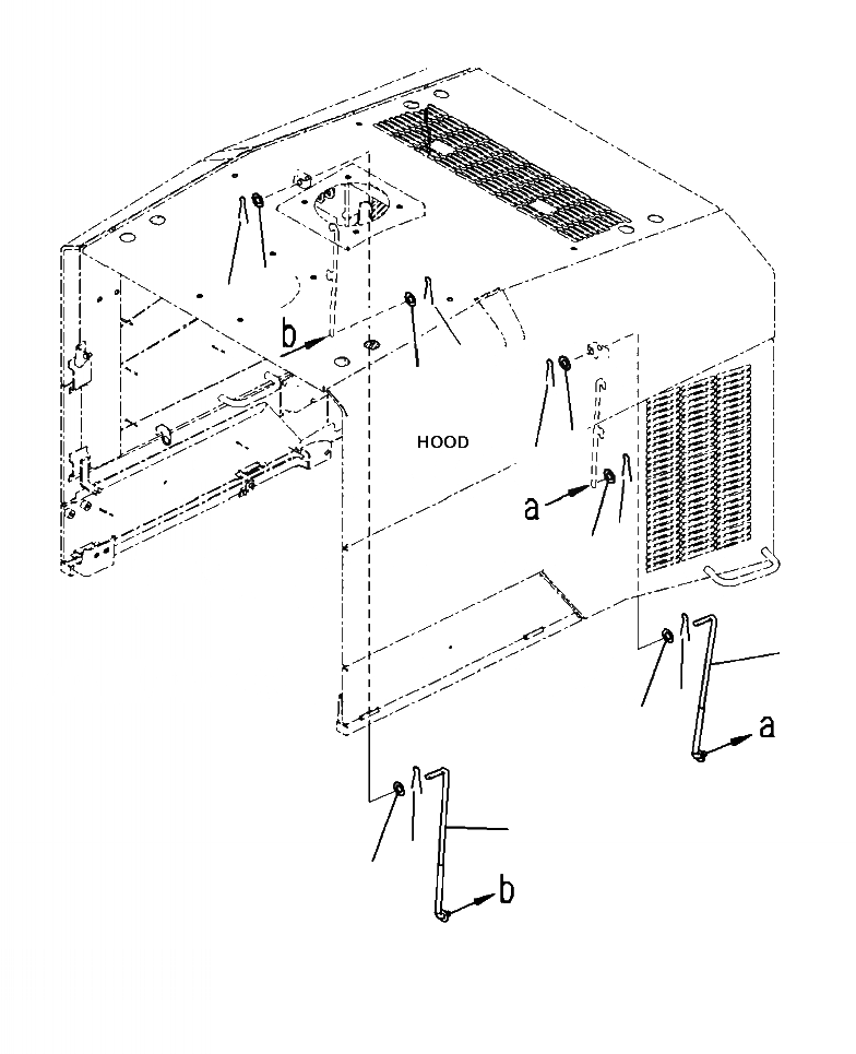 Схема запчастей Komatsu WA380-7 - M-7A ДВЕРЦЫ КАПОТА ФИКСАТОР ОТКРЫТИЯ ЧАСТИ КОРПУСА