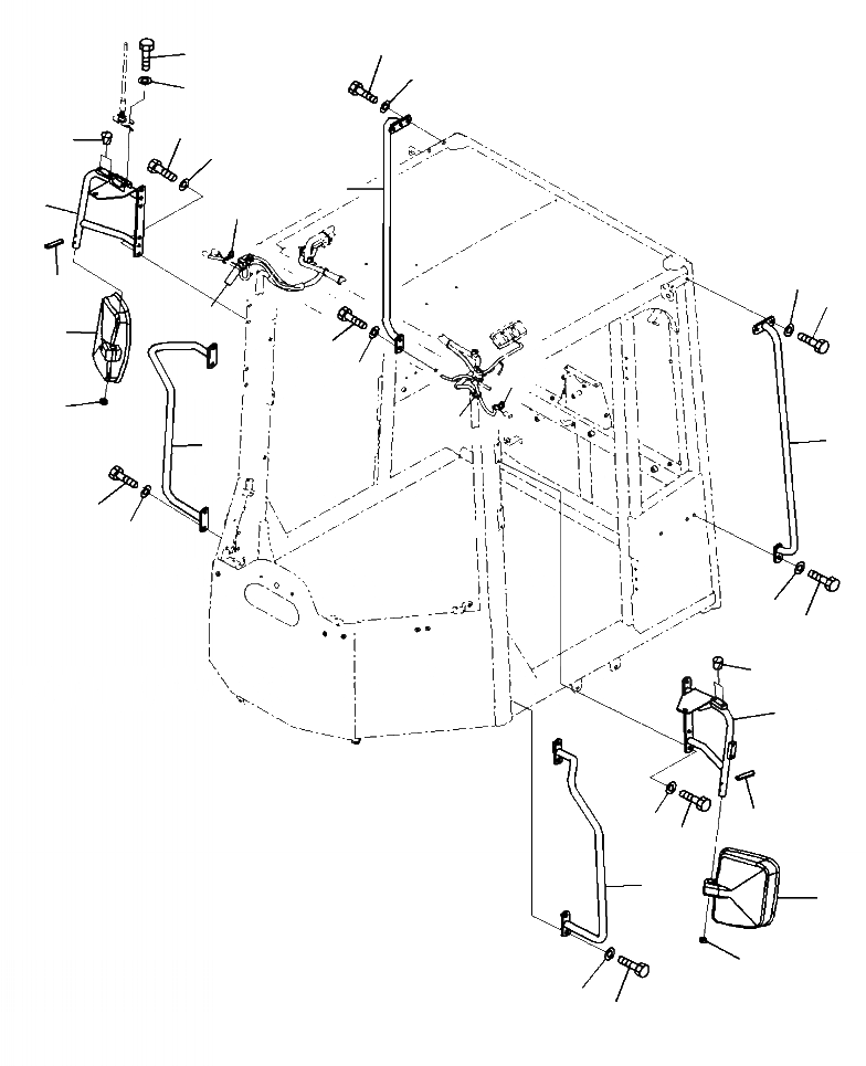 Схема запчастей Komatsu WA380-7 - M-A НАРУЖН. ЗАДН.VIEW MIRRORS ЧАСТИ КОРПУСА