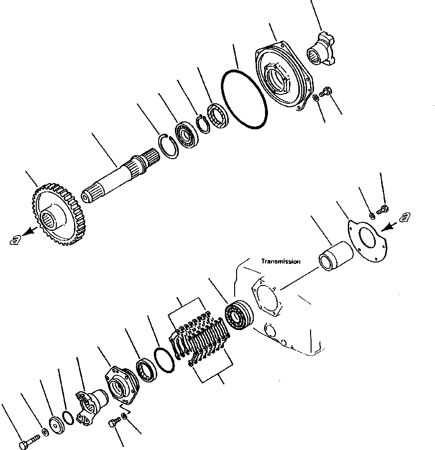 Схема запчастей Komatsu WA380-1LC - FIG NO. ТРАНСМИССИЯ ТРАНСМИССИЯ ВЫХОДНОЙ ВАЛ ГИДРОТРАНСФОРМАТОР И ТРАНСМИССИЯ
