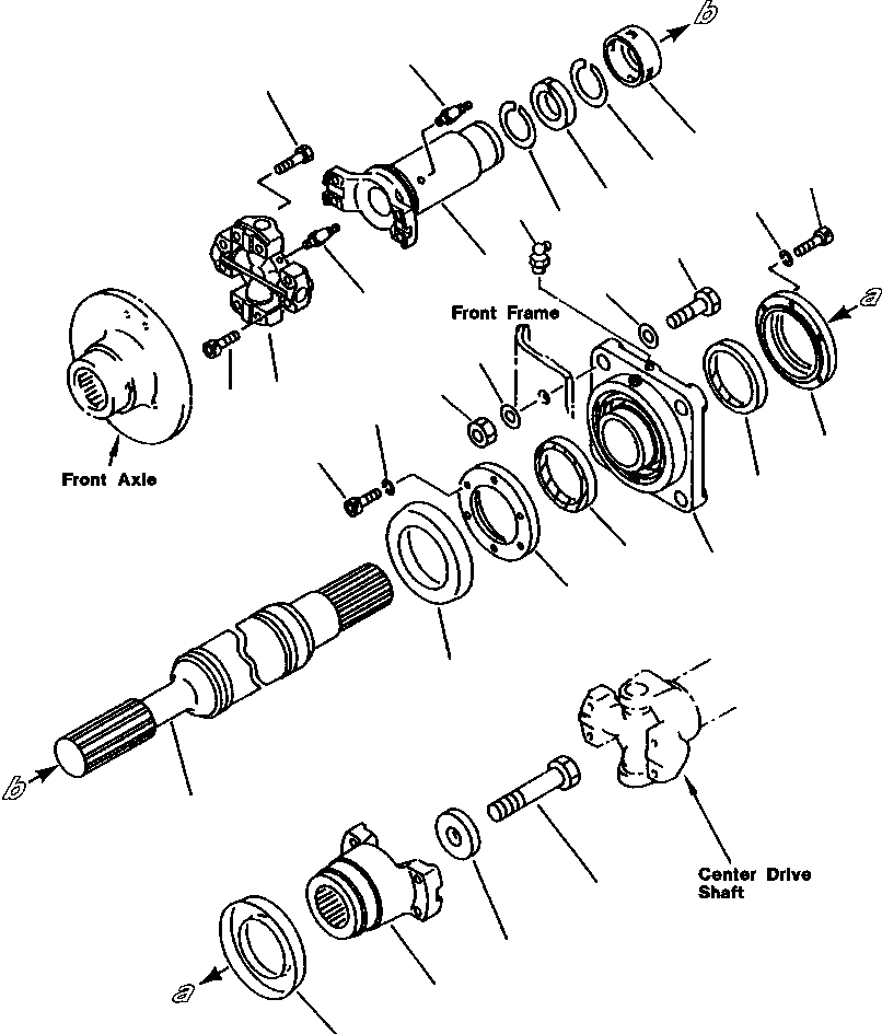 Схема запчастей Komatsu WA380-1LC - FIG NO. A ПЕРЕДН. ВЕДУЩ. ВАЛ ROCKДЛЯD ВЕДУЩ. ВАЛ, МОСТS КОЛЕСА & ТОРМОЗ. СИСТЕМАS