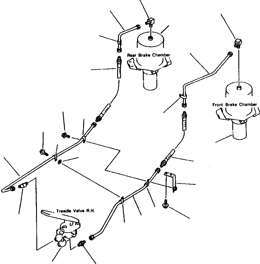 Схема запчастей Komatsu WA380-1LC - FIG NO. КЛАПАН ПЕДАЛИ - ТОРМОЗ. КАМЕРА ВОЗДУХОВОД ВЕДУЩ. ВАЛ, МОСТS КОЛЕСА & ТОРМОЗ. СИСТЕМАS