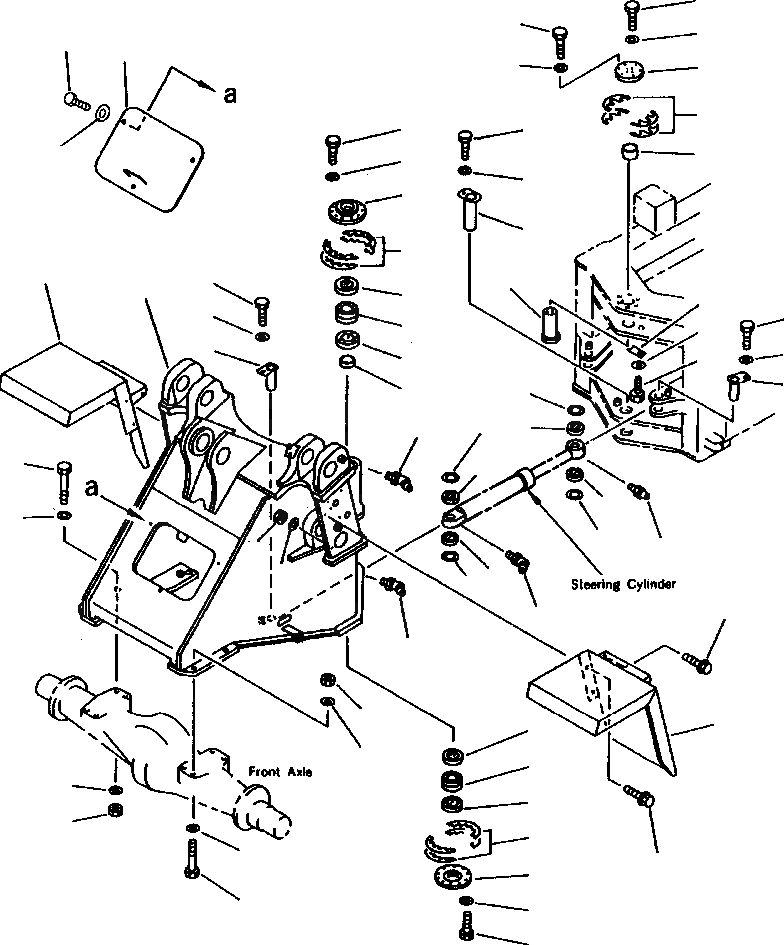 Схема запчастей Komatsu WA380-1LC - FIG NO. ПЕРЕДН. РАМА РАМА, ЧАСТИ КОРПУСА & SUPERSTRUCTURE