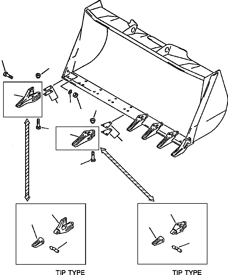 Схема запчастей Komatsu WA380-1LC - FIG NO. 7 КОВШ TEETH KOMATSU РАБОЧЕЕ ОБОРУДОВАНИЕ