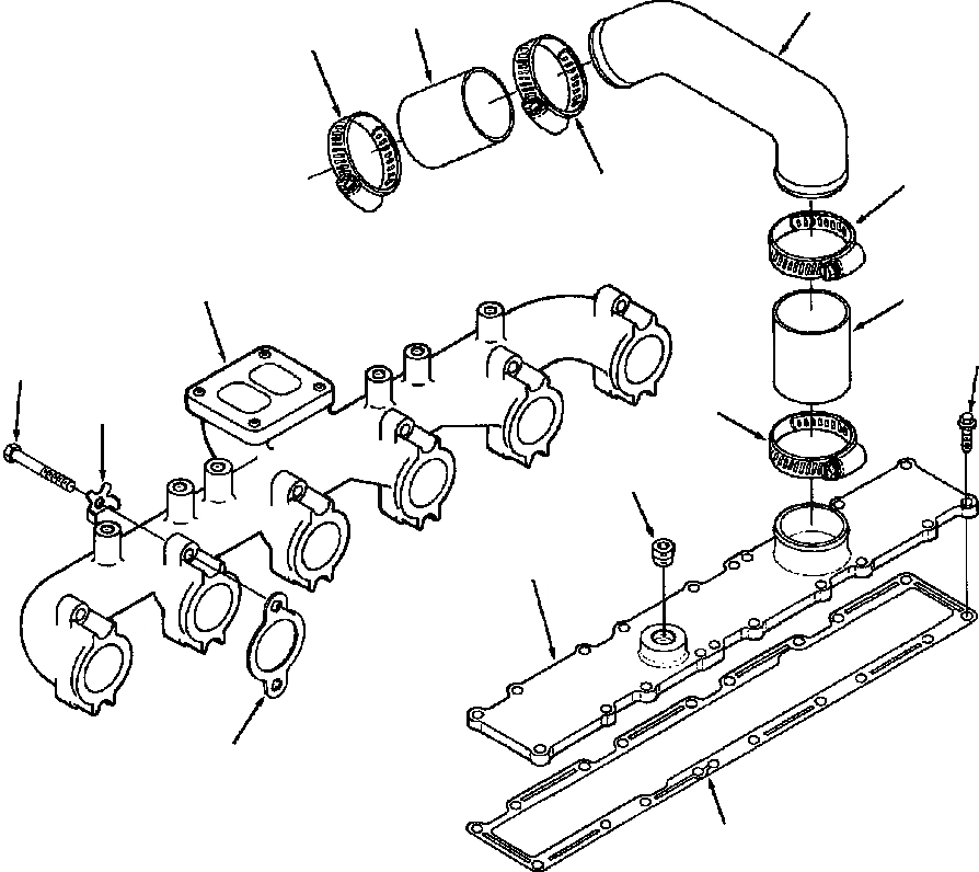 Схема запчастей Komatsu WA380-1LC - INTAKE И ВЫПУСКНОЙ КОЛЛЕКТОР ГОЛОВКА ЦИЛИНДРОВ