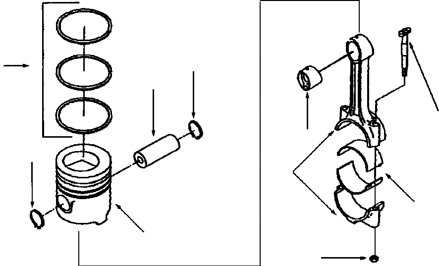 Схема запчастей Komatsu WA380-1LC - ПОРШЕНЬ & ШАТУН БЛОК ЦИЛИНДРОВ