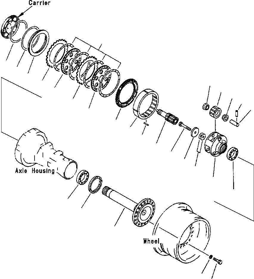 Схема запчастей Komatsu WA380-3L - МОСТ ASSEMBLY ЗАДНИЕ ТОРМОЗА И КОНЕЧНАЯ ПЕРЕДАЧА ASSEMBLY -