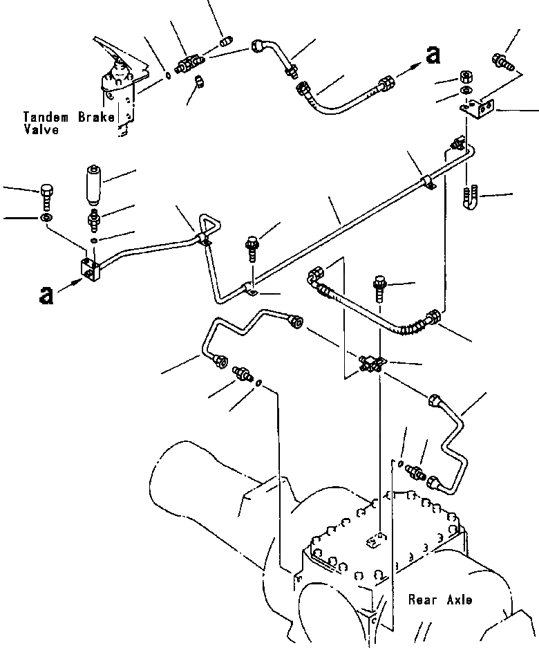 Схема запчастей Komatsu WA380-3L - ТОРМОЗ. МАСЛОПРОВОДЯЩАЯ ЛИНИЯ ЗАДН. ТОРМОЗН. ГИДРОЛИНИЯ -