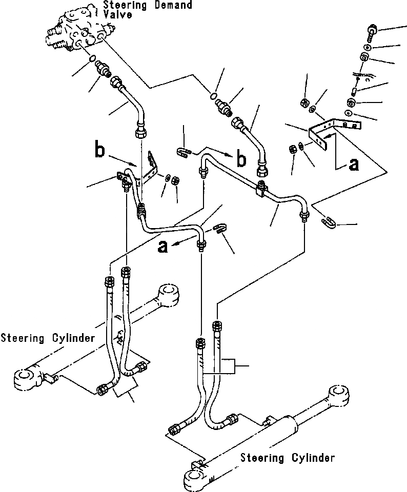 Схема запчастей Komatsu WA380-3L - ГИДРОЛИНИЯ ЛИНИЯ ЦИЛИНДРА РУЛЕВ. УПР-Я -