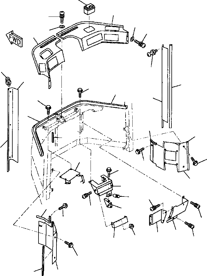 Схема запчастей Komatsu WA380-3L - КАБИНА ROPS ПЕРЕДН. ЧАСТИ ИНТЕРЬЕРА -