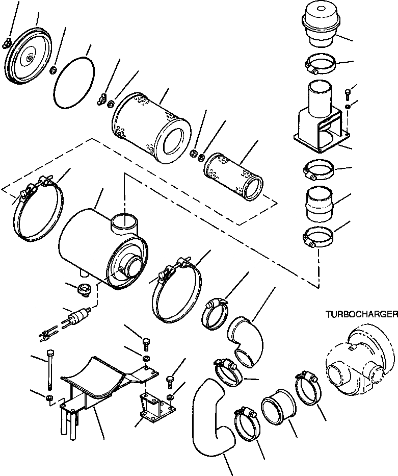 Схема запчастей Komatsu WA380-3MC - FIG. B-AD ВОЗДУХООЧИСТИТЕЛЬ - С TURBO II ПРЕФИЛЬТР КОМПОНЕНТЫ ДВИГАТЕЛЯ