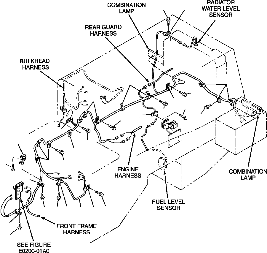 Схема запчастей Komatsu WA380-3MC - FIG. E-A ПРОВОДКА - ЗАДН. РАМА ЛИНИЯ ЭЛЕКТРИКА
