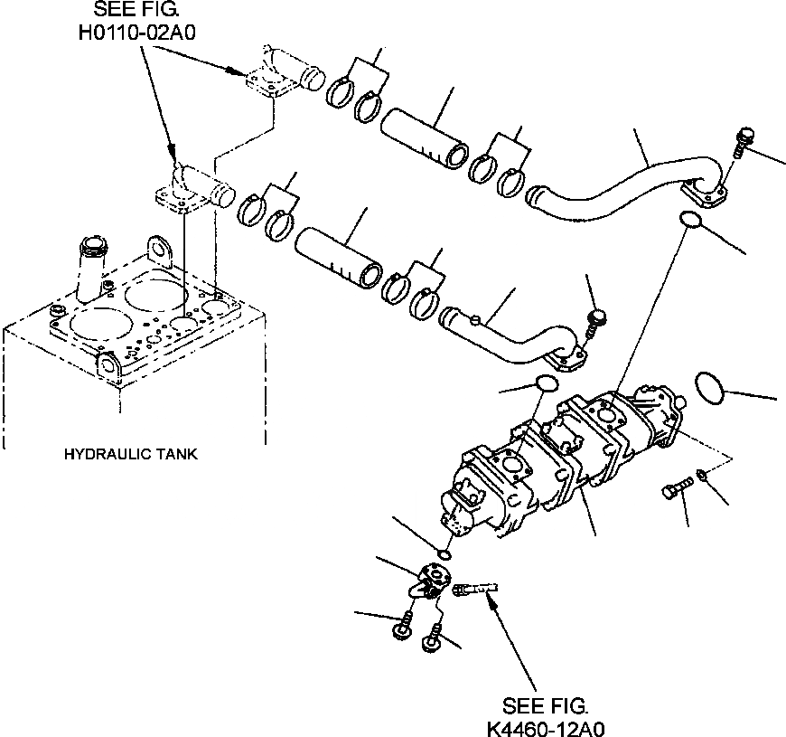 Схема запчастей Komatsu WA380-3MC - FIG. H-A ГИДР. НАСОС. - ТРУБЫ - ТОРМОЗН. ЛИНИЯ И ВСАСЫВ. ЛИНИЯ ГИДРАВЛИКА