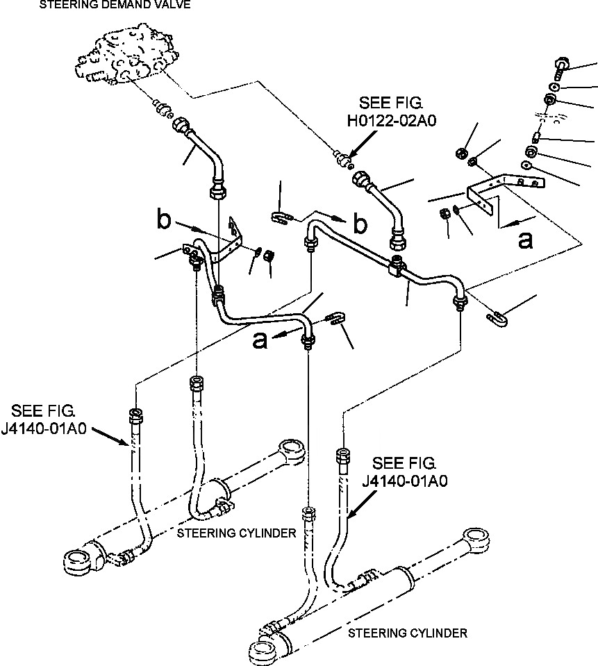 Схема запчастей Komatsu WA380-3MC - FIG. H-A ГИДРОЛИНИЯ - ЛИНИЯ ЦИЛИНДРА РУЛЕВ. УПР-Я ГИДРАВЛИКА