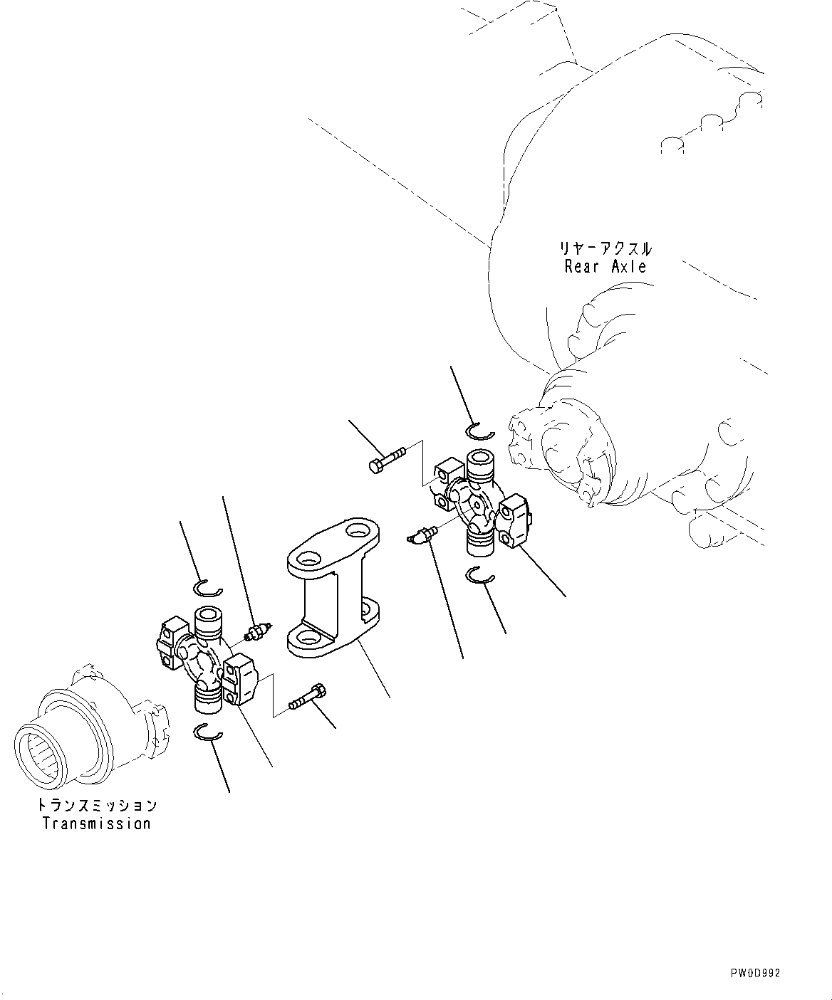 Схема запчастей Komatsu WA380-7 - КАРДАНН. ВАЛ, ЗАДН. ВАЛ КАРДАНН. ВАЛ