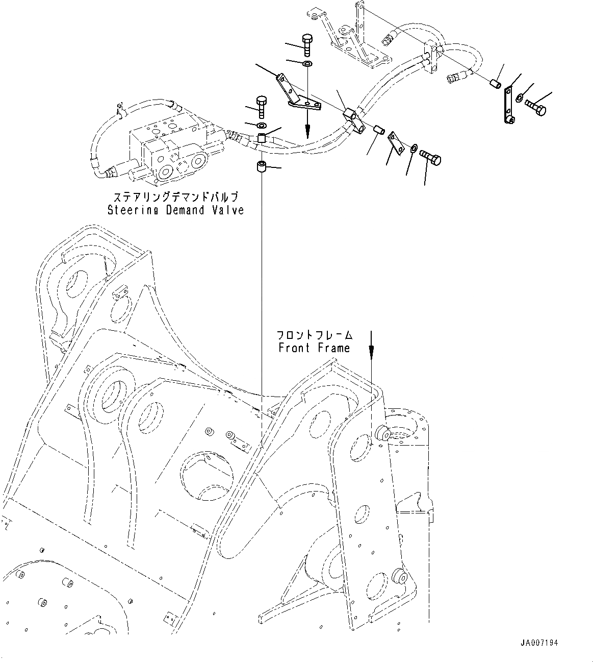 Схема запчастей Komatsu WA380-7 - РУЛЕВ. УПРАВЛЕНИЕ ГИДРОЛИНИЯ, ГИДРОЛИНИЯ КЛАПАНА РУЛЕВ. УПРАВЛЕНИЯ КРЕПЛЕНИЕ РУЛЕВ. УПРАВЛЕНИЕ ГИДРОЛИНИЯ