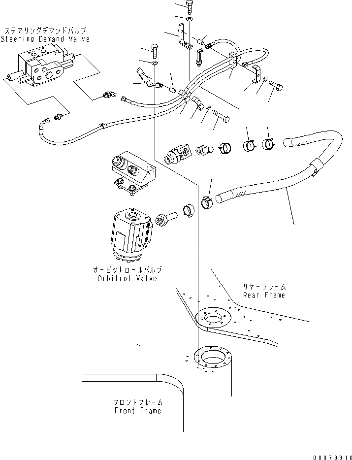 Схема запчастей Komatsu WA400-5L - ГИДРАВЛИКА РУЛ. УПРАВЛЕНИЯ КРЕПЛЕНИЕ (ДЛЯ ORBITROL КЛАПАН) ГИДРАВЛИКА