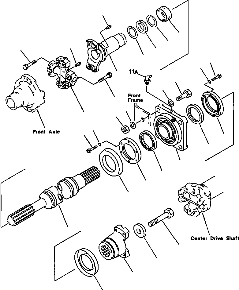 Схема запчастей Komatsu WA420-1LC - FIG NO. ПЕРЕДН. ВЕДУЩ. ВАЛ KOMATSU ВЕДУЩ. ВАЛ, МОСТS КОЛЕСА & ТОРМОЗ. СИСТЕМАS