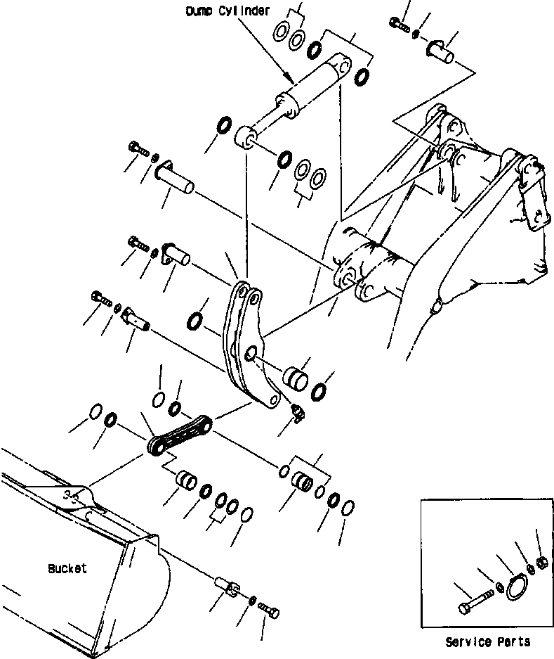 Схема запчастей Komatsu WA420-3L - FIG. T-A КОЛЕНЧАТЫЙ РЫЧАГ - С АВТОМАТИЧ. СМАЗКОЙ СИСТЕМА РАБОЧЕЕ ОБОРУДОВАНИЕ