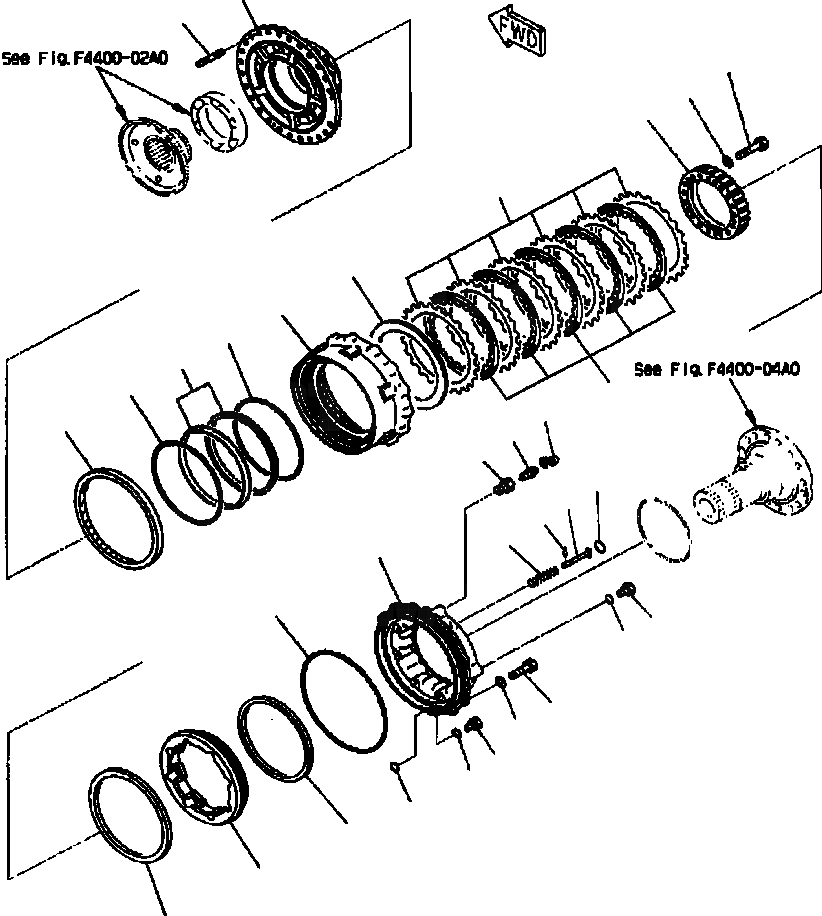 Схема запчастей Komatsu WA420-3MC - FIG. F-A ПЕРЕДНИЙ МОСТ - КОЛЕСН. ТОРМОЗ СИЛОВАЯ ПЕРЕДАЧА И КОНЕЧНАЯ ПЕРЕДАЧА