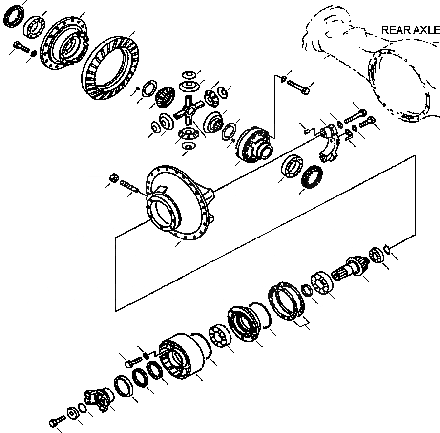 Схема запчастей Komatsu WA420-3MC - FIG. F-A ЗАДН. МОСТ - СТАНДАРТН. ДИФФЕРЕНЦ. СИЛОВАЯ ПЕРЕДАЧА И КОНЕЧНАЯ ПЕРЕДАЧА
