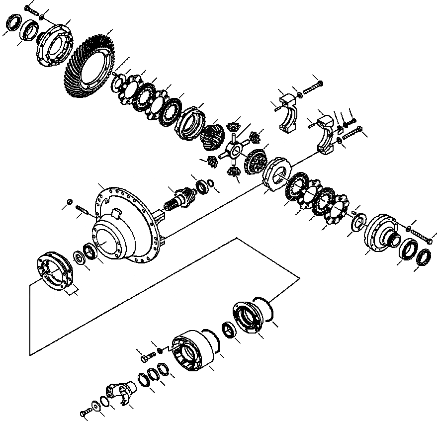Схема запчастей Komatsu WA420-3MC - FIG. F-8A ЗАДН. МОСТ - САМОБЛОКИР. ДИФФЕРЕНЦ. СИЛОВАЯ ПЕРЕДАЧА И КОНЕЧНАЯ ПЕРЕДАЧА