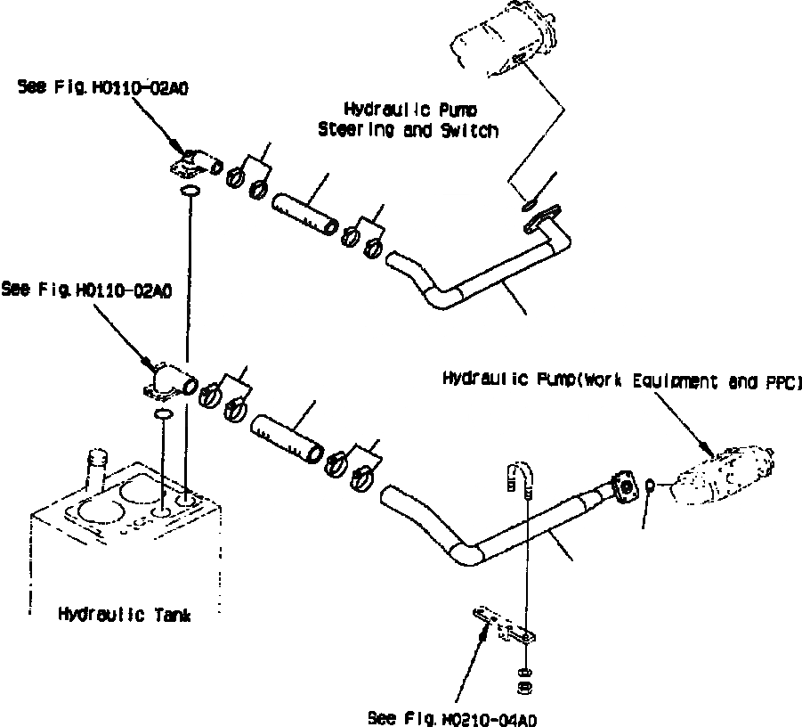 Схема запчастей Komatsu WA420-3MC - FIG. H-A ГИДР. НАСОС. - ВСАСЫВ. ЛИНИЯ ГИДРАВЛИКА