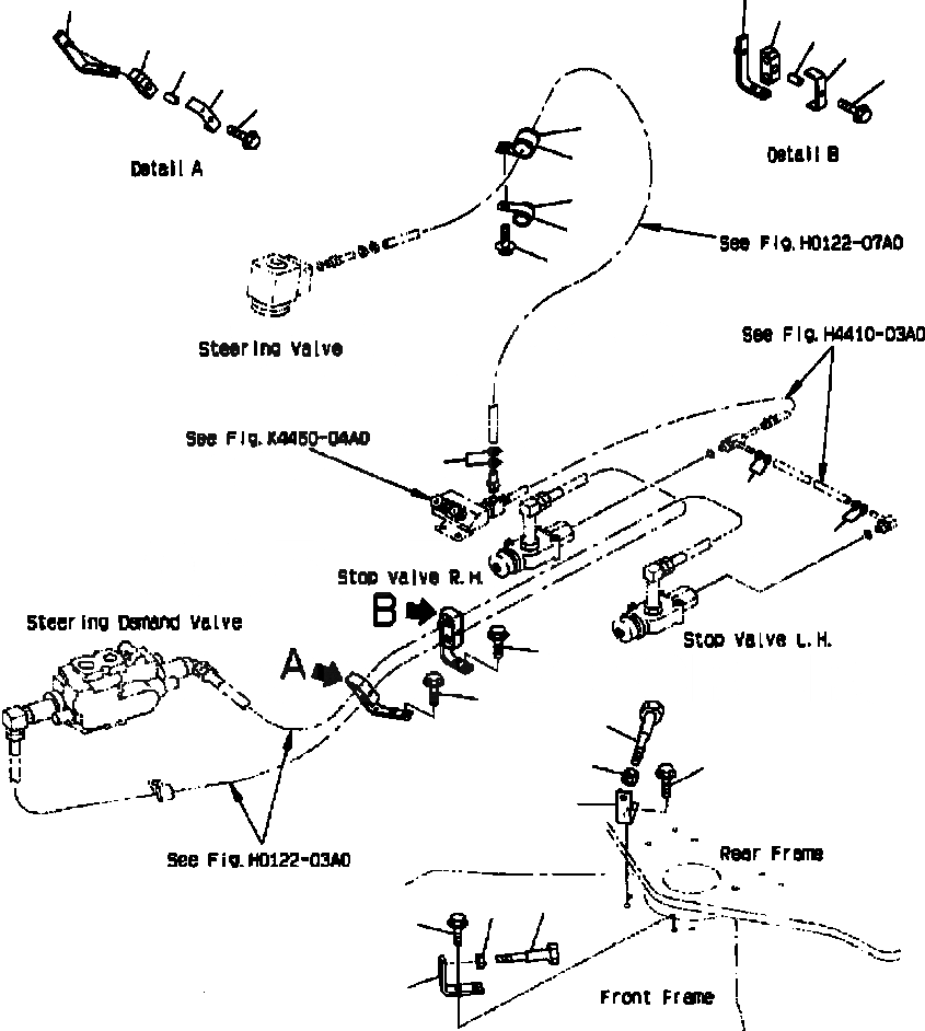 Схема запчастей Komatsu WA420-3MC - FIG. H-A ГИДРОЛИНИЯ РУЛЕВОГО УПРАВЛЕНИЯ - ЛИНИЯ КЛАПАНА ОСТАНОВКИ КРЕПЛЕНИЕ ГИДРАВЛИКА