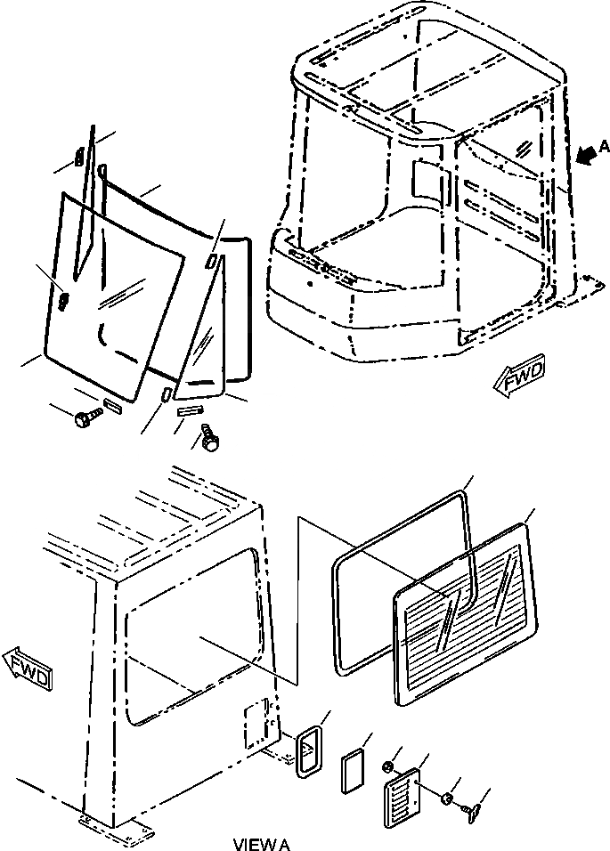 Схема запчастей Komatsu WA420-3MC - FIG. K-A КАБИНА - ОКНА КАБИНА ОПЕРАТОРА И СИСТЕМА УПРАВЛЕНИЯ