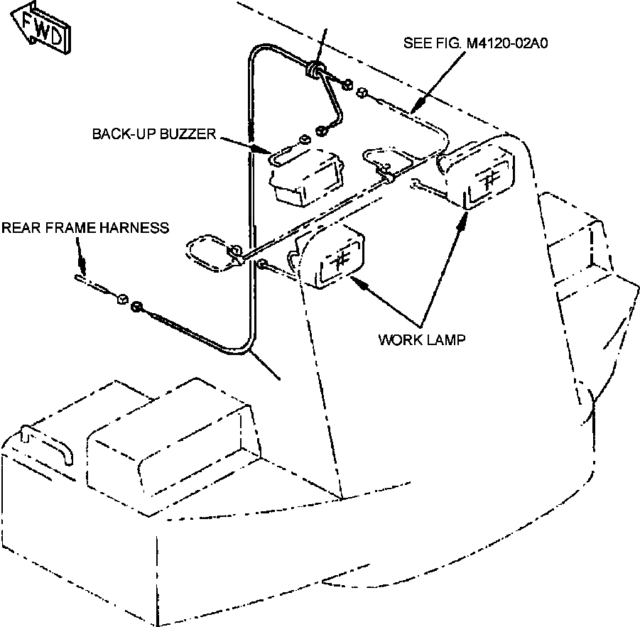 Схема запчастей Komatsu WA420-3MC - FIG. M-A КАПОТ - ЗАДН. РАМА Э/ПРОВОДКА ЧАСТИ КОРПУСА