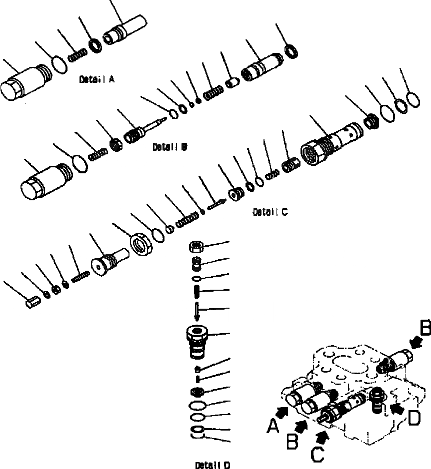 Схема запчастей Komatsu WA420-3MC - FIG. Y-A 2-Х СЕКЦИОНН. УПРАВЛЯЮЩ. КЛАПАН - ГЛАВН. КЛАПАН ASSEMBLY ОСНОВН. КОМПОНЕНТЫ И РЕМКОМПЛЕКТЫ