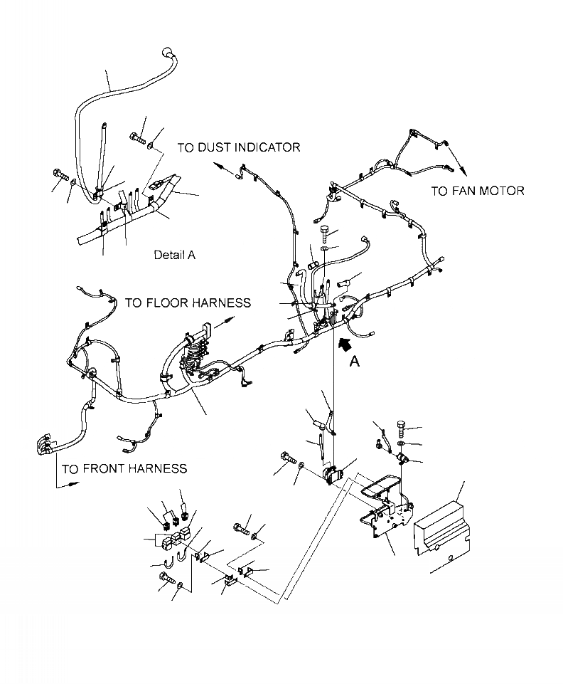 Схема запчастей Komatsu WA430-6 - E-A ЗАДН. ПРОВОДКА БЕЗ ЭКСТРЕНН. РУЛЕВ. УПРАВЛЕНИЕ ЭЛЕКТРИКА
