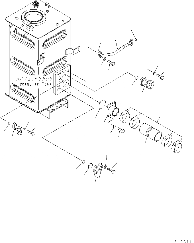 Схема запчастей Komatsu WA450-5L - ГИДР. БАК. (НИЖН. ТРУБЫ) ГИДРАВЛИКА