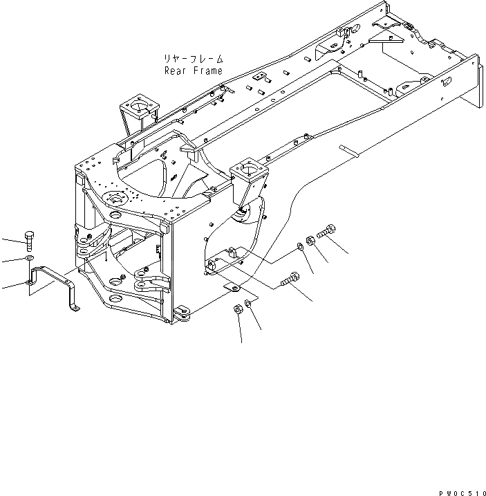 Схема запчастей Komatsu WA450-5L - ЗАДН. РАМА (ЧАСТИ КОРПУСА) ОСНОВНАЯ РАМА И ЕЕ ЧАСТИ