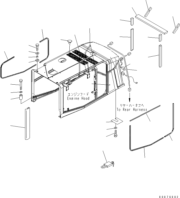 Схема запчастей Komatsu WA450-5L - КАПОТ (ЩИТКИ И ЭЛЕМЕНТЫ КРЕПЛЕНИЯ) (ДЛЯ ПОЛН. КРЫЛО) ЧАСТИ КОРПУСА