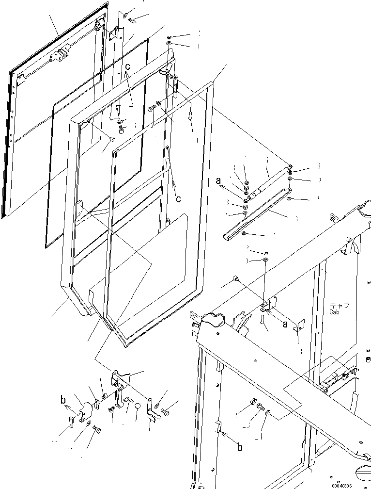 Схема запчастей Komatsu WA450-6-W1 - КАБИНА ROPS (ДВЕРЬ ПРАВ.) КАБИНА ОПЕРАТОРА И СИСТЕМА УПРАВЛЕНИЯ