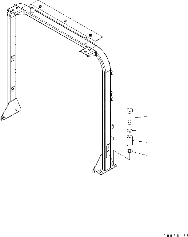 Схема запчастей Komatsu WA450-6-W1 - КАПОТ (РАМА ЭЛЕМЕНТЫ КРЕПЛЕНИЯ) ЧАСТИ КОРПУСА
