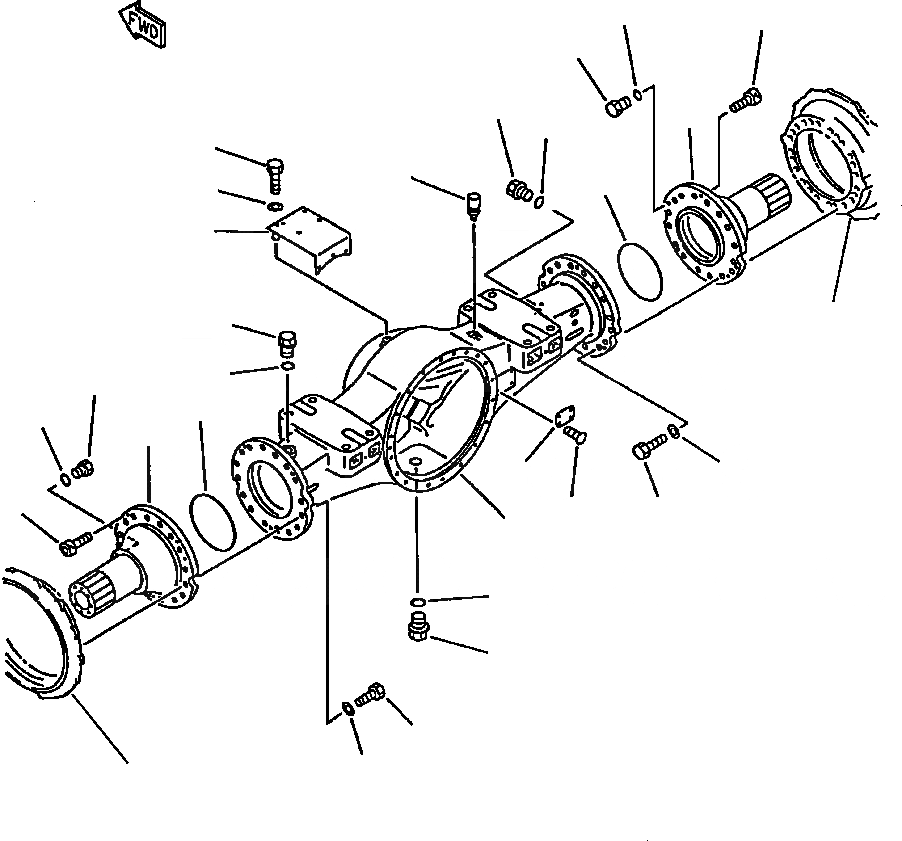 Схема запчастей Komatsu WA450-2 - FIG NO. КОРПУС ПЕРЕДНЕГО МОСТА ВЕДУЩ. ВАЛ, МОСТS КОЛЕСА & ТОРМОЗ. СИСТЕМАS