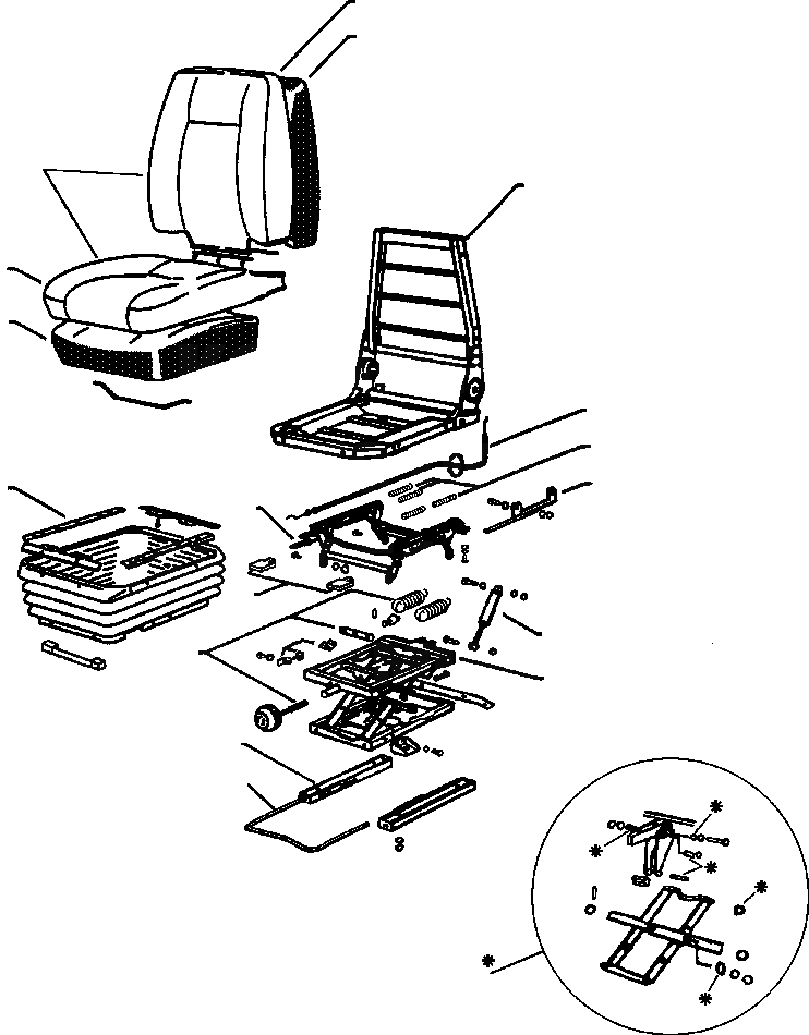 Схема запчастей Komatsu WA450-2 - FIG NO. СИДЕНЬЕ ОПЕРАТОРА С ВОЗД. ПОДВЕСКОЙ (KAB) РАМА, ЧАСТИ КОРПУСА & SUPERSTRUCTURE